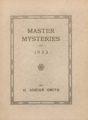 "Master Mysteries of 1933" by H. Adrian Smith